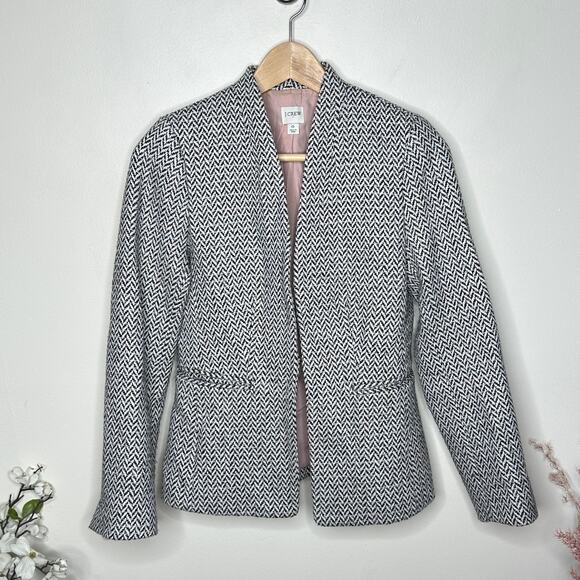 J. CREW Wool Blend Herringbone Broadway Blazer Gray Multi Sz 0 {3H43} - Picture 3 of 7
